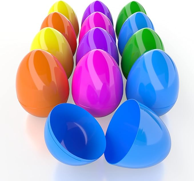 Jumbo Six Inch Fillable Easter Eggs,12 Colorful Bright Plastic Easter Eggs, Perfect for Easter Eg... | Amazon (US)