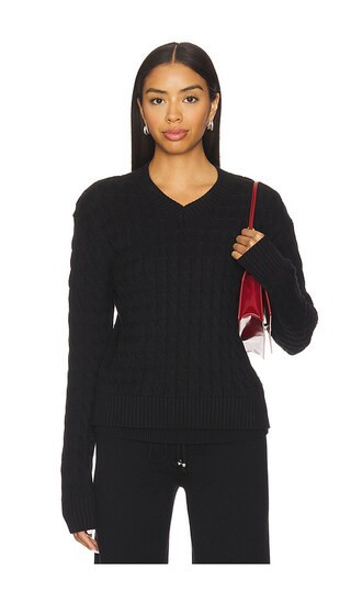 Frankies Bikinis Prince Cable Knit Sweater in Black. - size XXS | Revolve Clothing (Global)