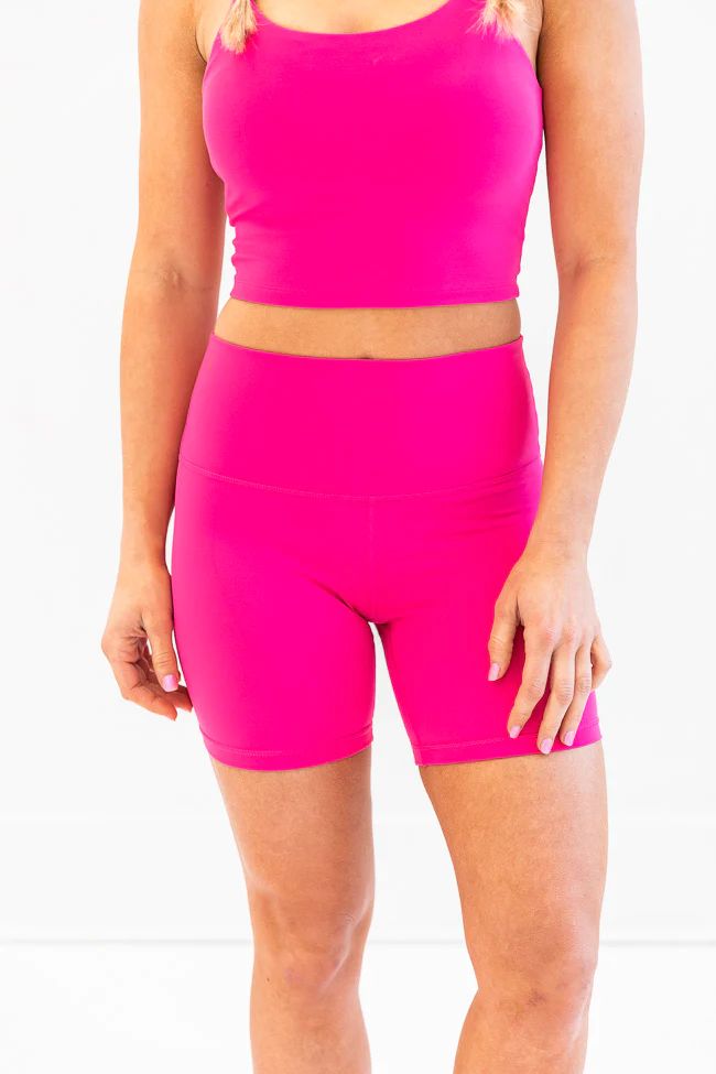 Simple Routine Hot Pink Biker Shorts | The Pink Lily Boutique