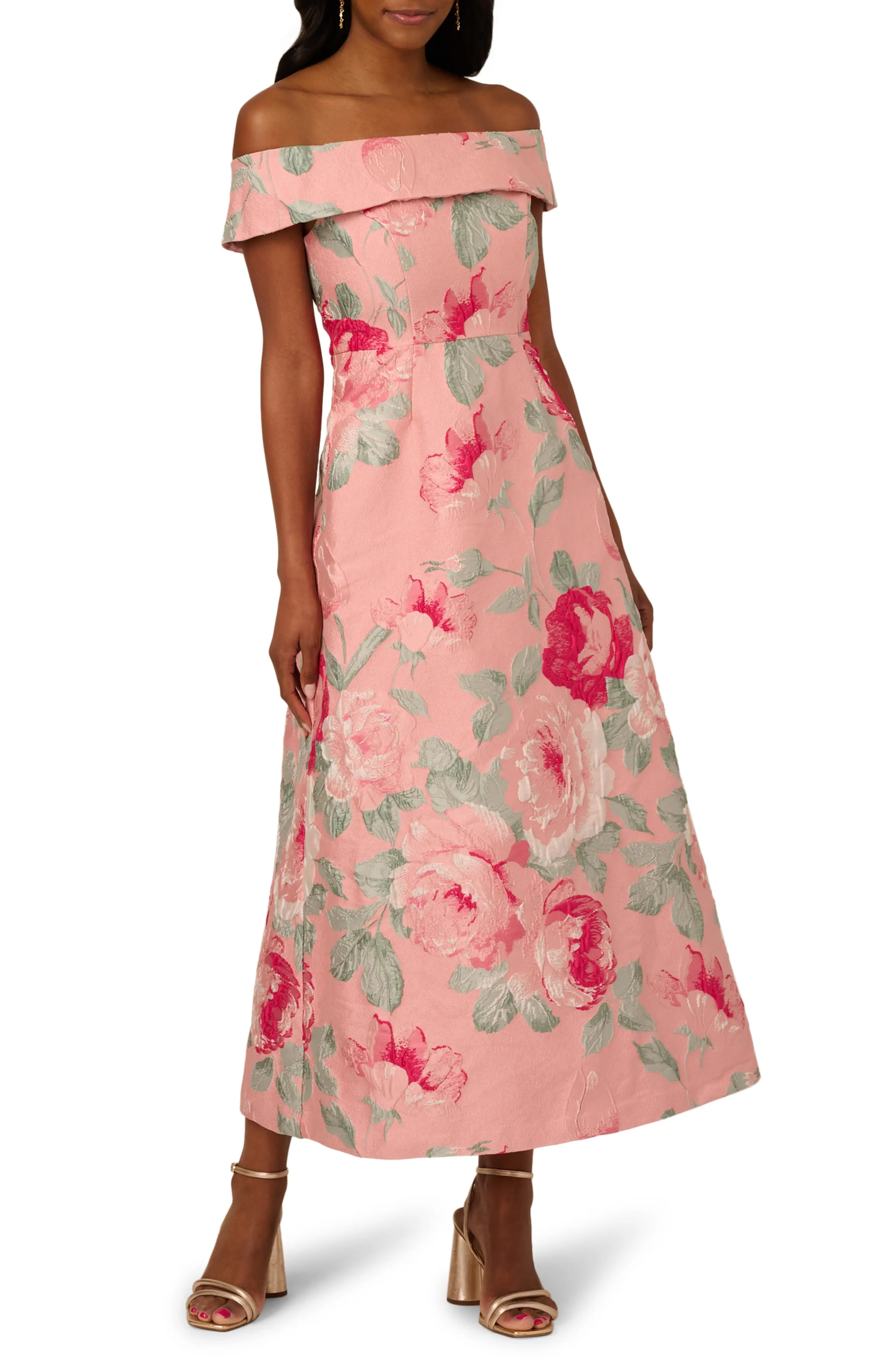 Floral Jacquard Off the Shoulder A-Line Dress (Women) | Nordstrom | Nordstrom