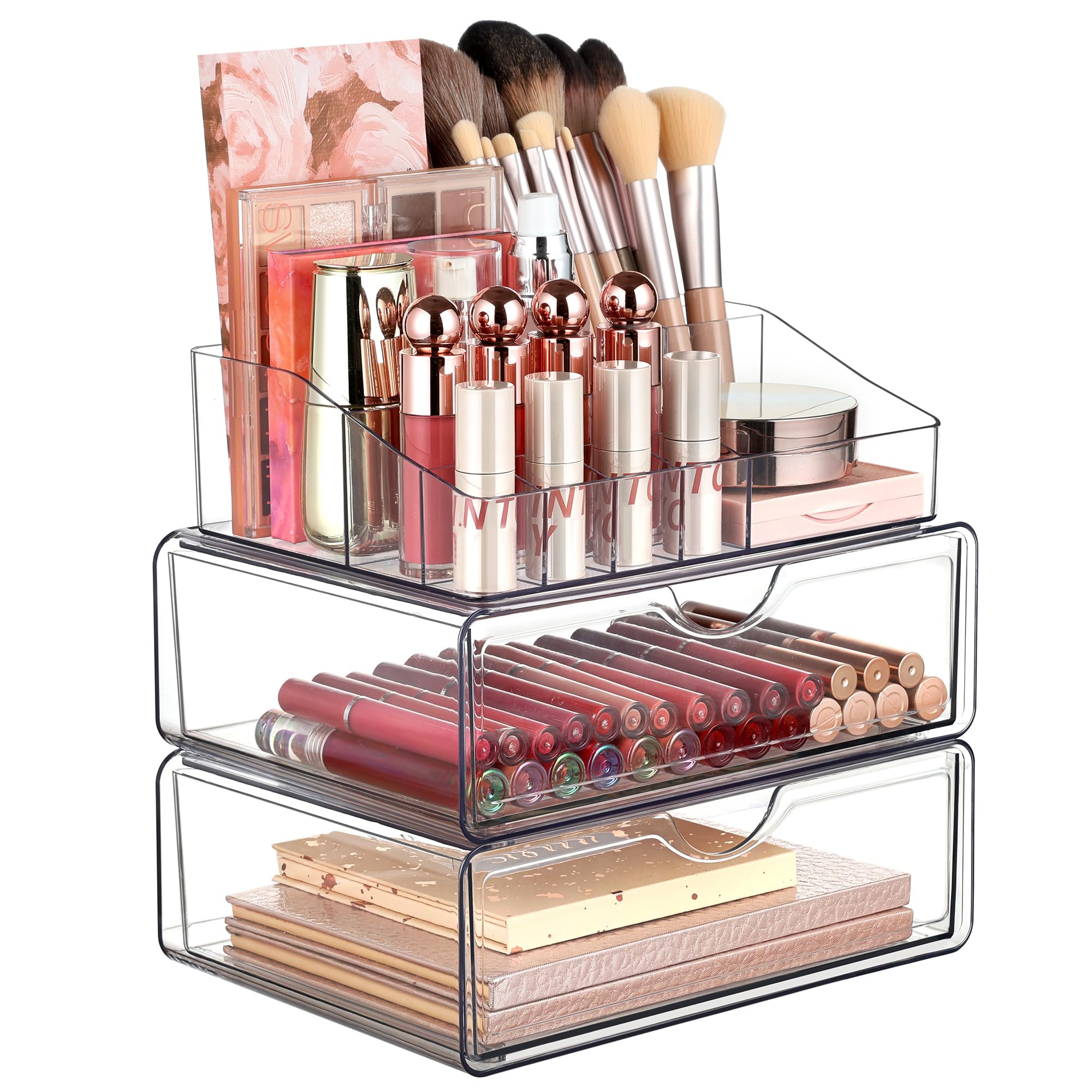 Vtopmart 3 Tier Clear Makeup Organizer with Drawer, Cosmetic Storage for Dresser Countertop and B... | Amazon (US)