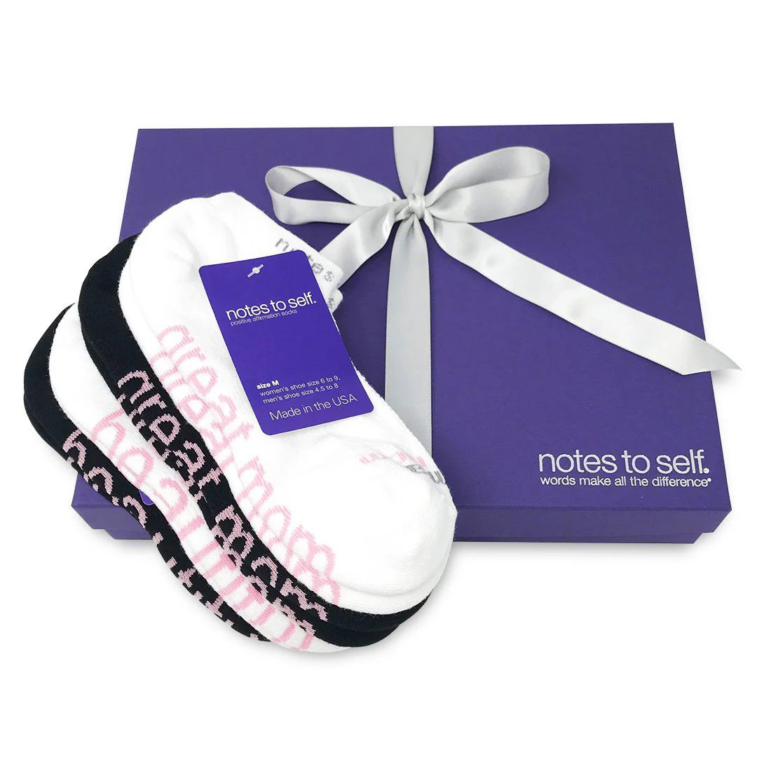 I am a great mom™ + I am beautiful™ 4-pair sock gift set | notes to self