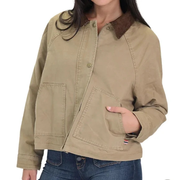 Hunter Women's Barn Oversized Tan Jacket Collared Corduroy | Poshmark