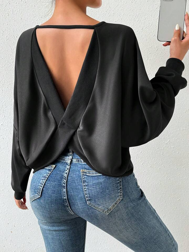 SHEIN Frenchy Women's Backless Sweatshirt | SHEIN