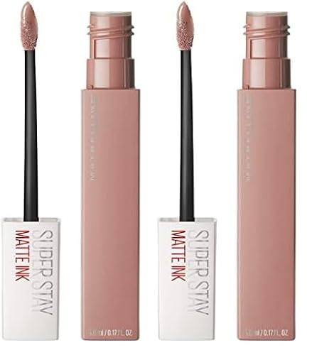 Maybelline New York Super Stay Matte Ink Liquid Lipstick, Long Lasting High Impact Color, Up to 16H Wear, Loyalist, Light Pink Beige, 0.17 fl.oz (Pack of 2) | Amazon (US)
