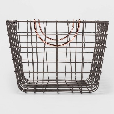 16"x11"x8" Wire Basket with Handle Gray/Copper - Threshold™ | Target