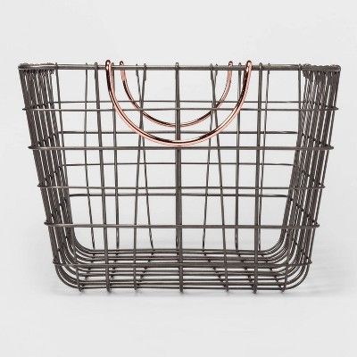 16"X11"X8" Wire Basket With Gray Finish And Copper Handle - Threshold™ | Target