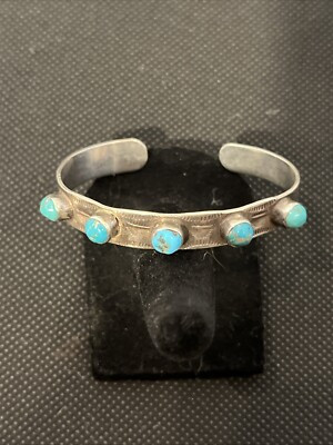 Vintage Navajo Sterling Silver & Turquoise Native American Child's Cuff Bracelet | eBay US