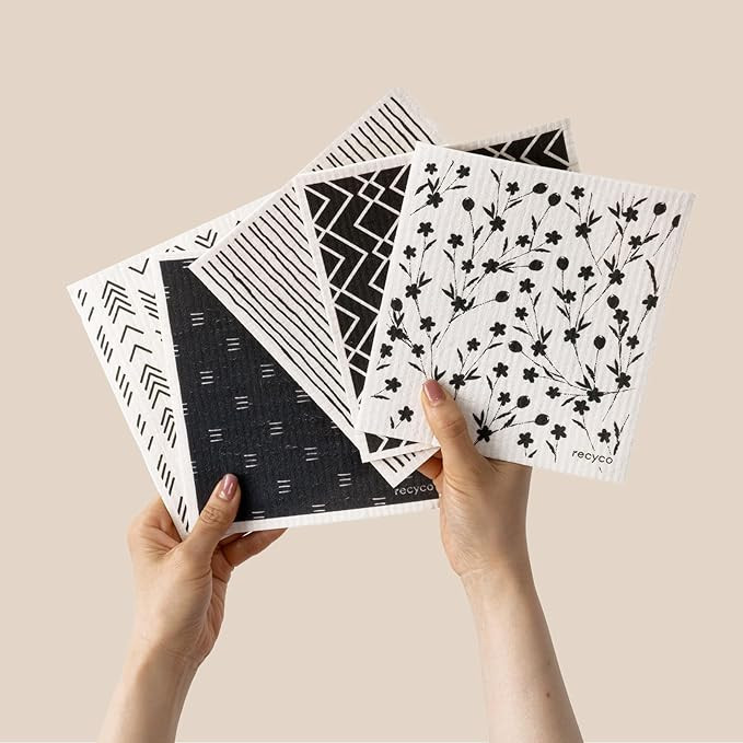 RECYCO Swedish Dishcloths for Kitchen | 5 Pack Geometric Washable Dish Rags | Cellulose Reusable ... | Amazon (US)