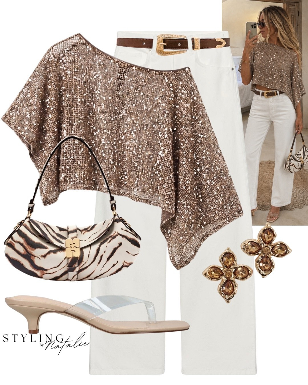 Summer date night inspo- White jeans, western buckle belt, sequin cropped net top, zebra print bag and vinyl sandals. 
Ibiza, Mykonos, Marbella, Saint Tropez, club, going out, weekend look. @ASOS @Zara @stevemadden-us

#LTKsummer #LTKpartywear #LTKeurope