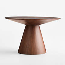 Palisades 48" Walnut Wood Round Pedestal Dining Table + Reviews | Crate & Barrel | Crate & Barrel