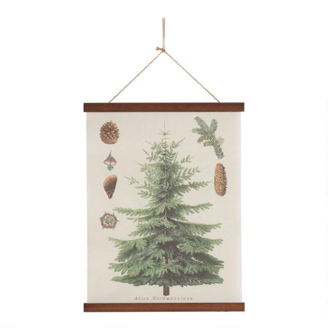 White Winter Tree Linen Scroll Wall Hanging | World Market