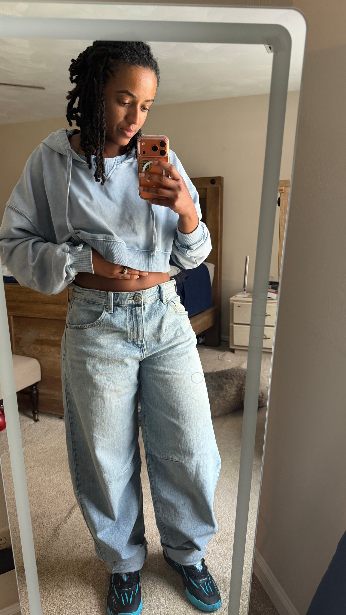 Winter wardrobe staples — coastal Virginia edition ❄️  

Easy everyday look featuring blue Billie KanCan jeans, the blue Nia lounge pullover crop top hoodie, and lamelo ball blue hive sneakers for staying comfortable while running errands or dressing casual on cooler days.

#LTKootd #LTKdayinmylife #LTKSeasonal