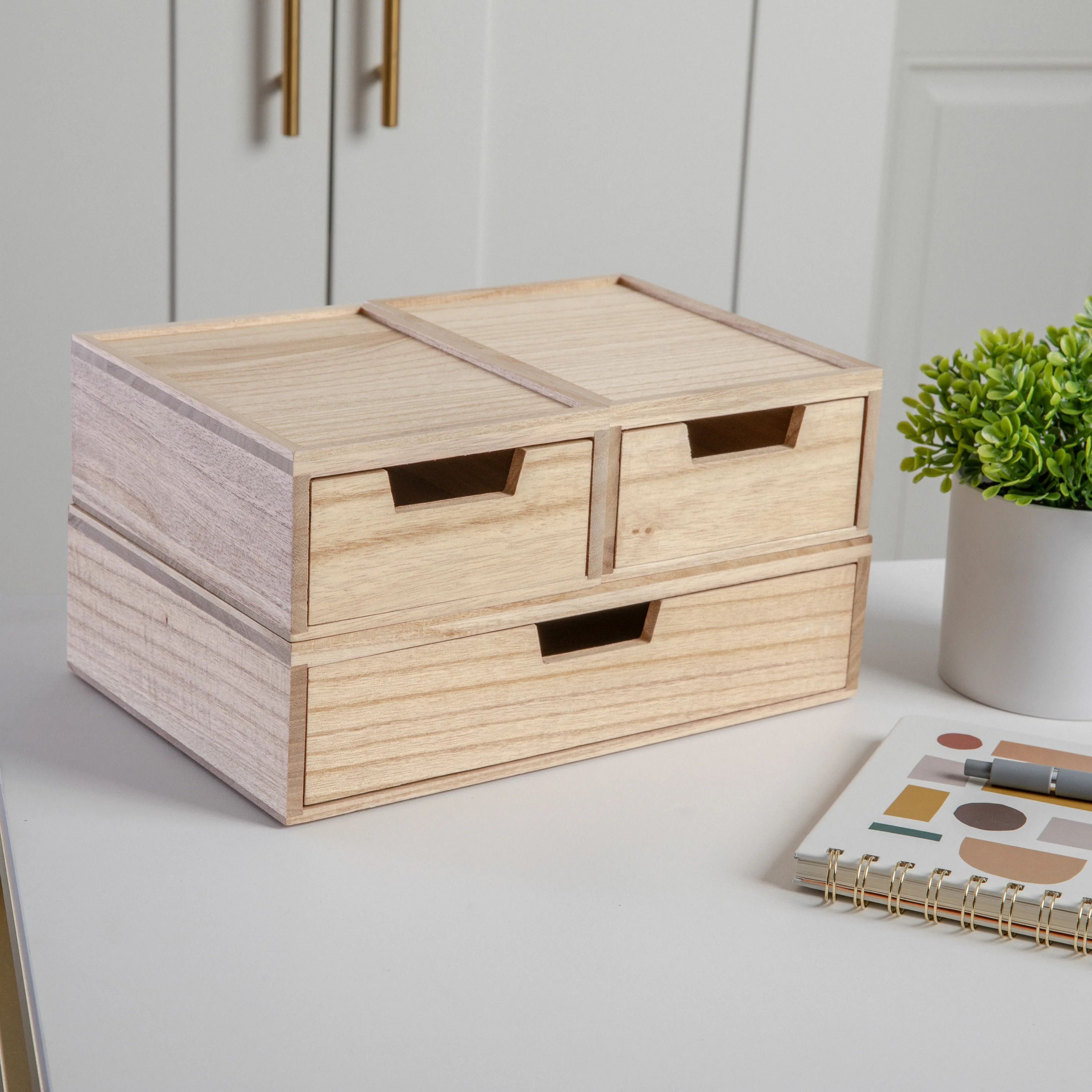 Thomas Martha Stewart Set Of 3 Wooden Storage Boxes With Pullout Drawers | Wayfair North America
