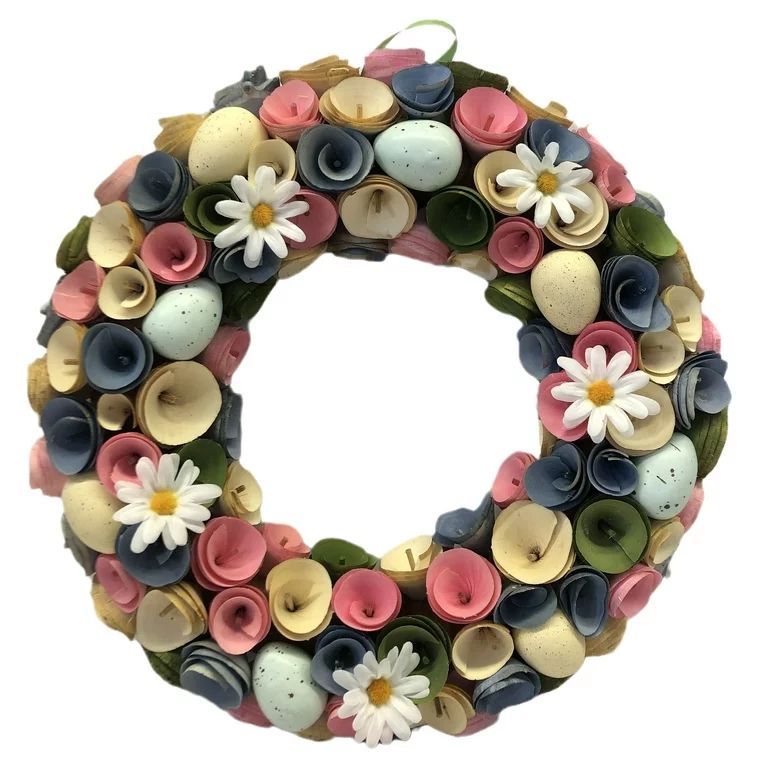 Way To Celebrate Easter Floral Woodchip Wreath with Eggs | Walmart (US)