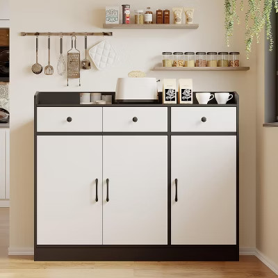 42.5 Inch Sideboard Buffet Cabinet,Modern Kitchen Storage Cabinet with Adjustable Shelves,Wooden Cupboard with 3 Drawers for Living Room,Dining Room | Target