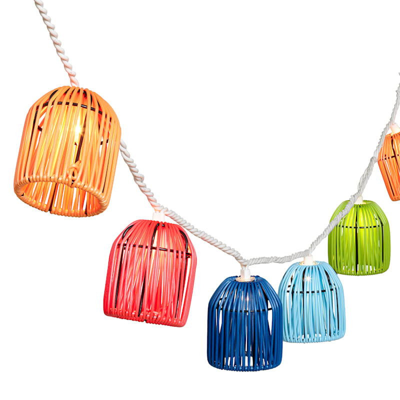 10-Count Multi-Color Rattan Lantern String Lights | At Home