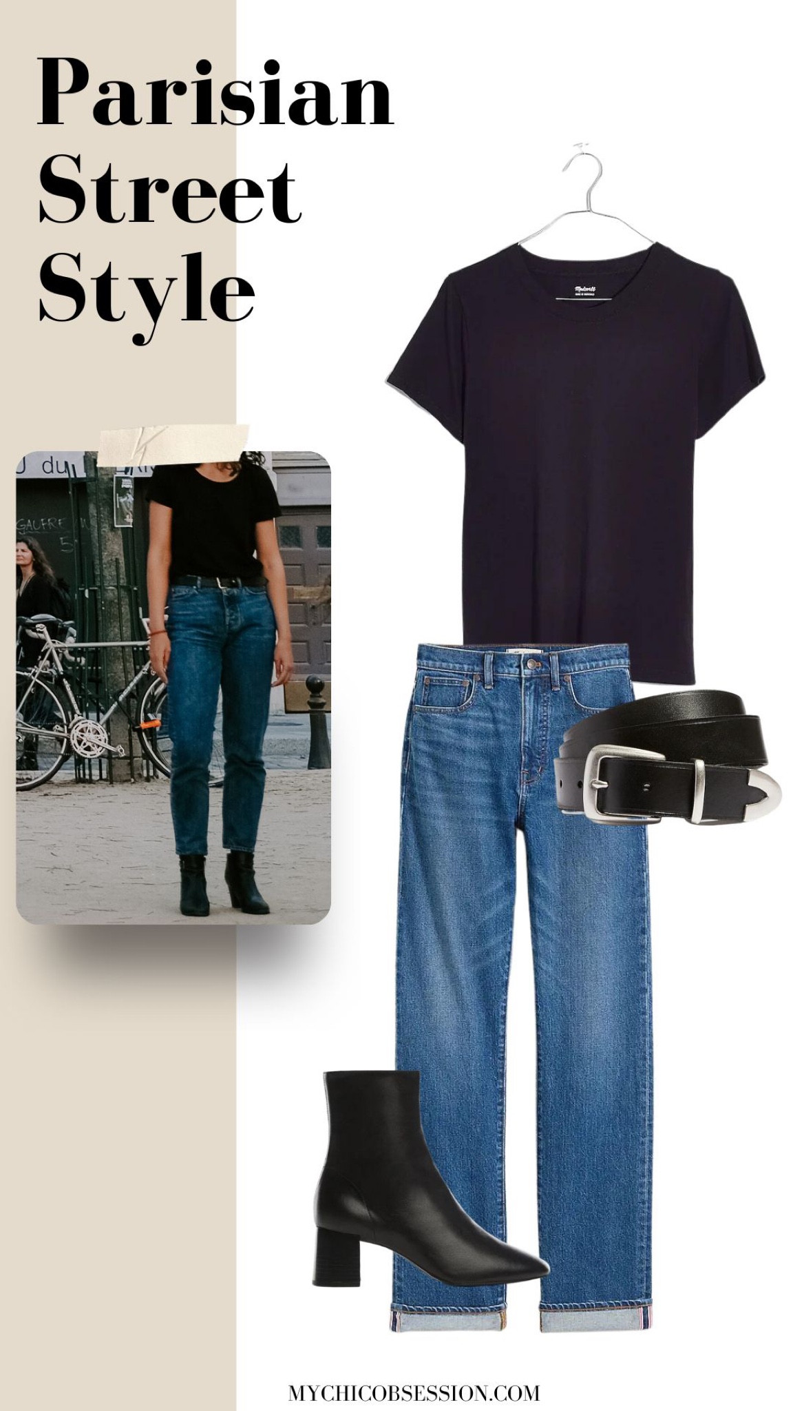 If fall weather has yet to reach you, try this simple but chic look of a navy or black tee, straight leg jeans, a black belt and black boots to finish the look. 

#LTKSeasonal #LTKstyletip
