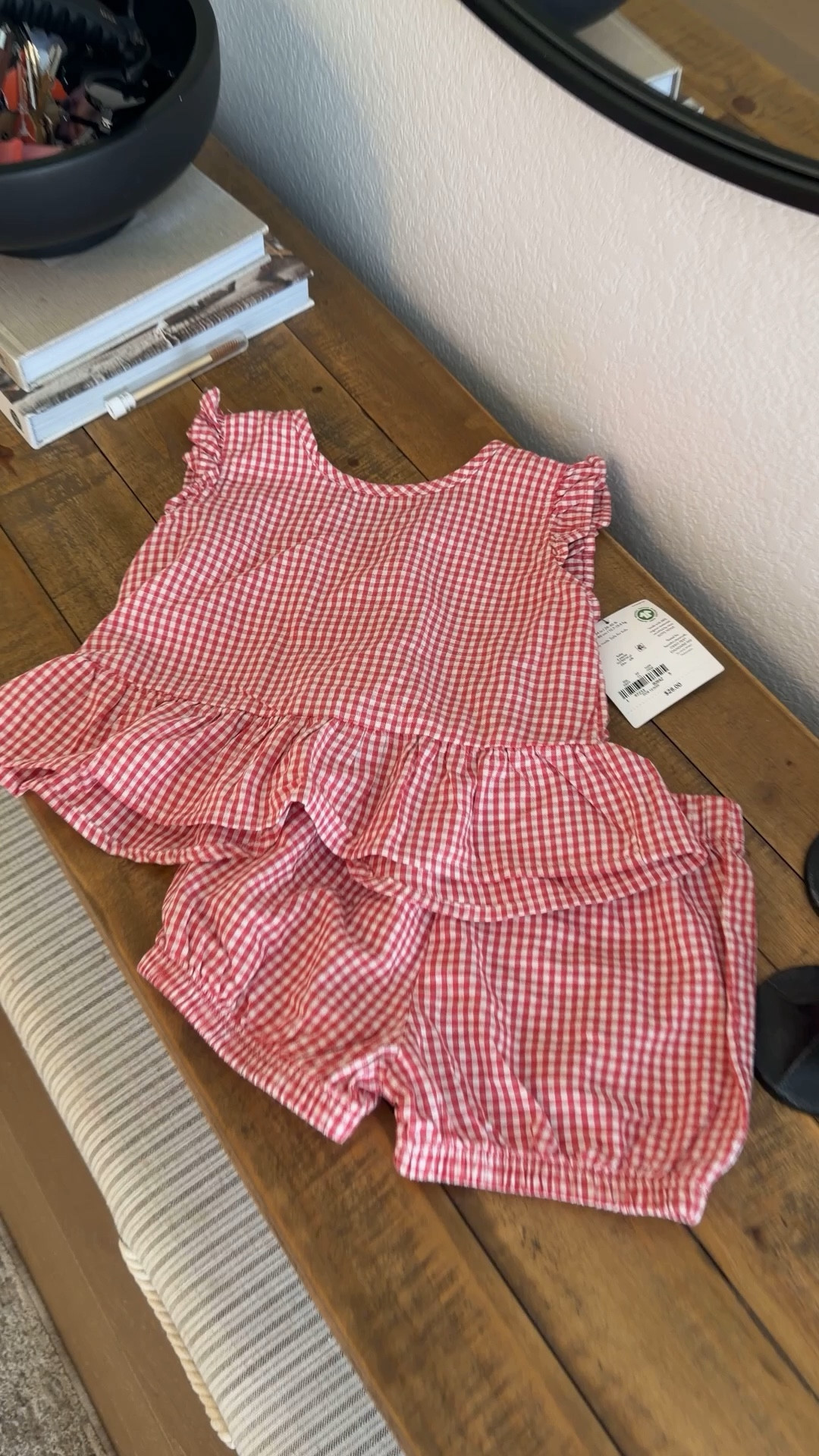 this lil set for lucy omgggg. inspired me to get something to match. mommy & me matching outfits, red gingham print  