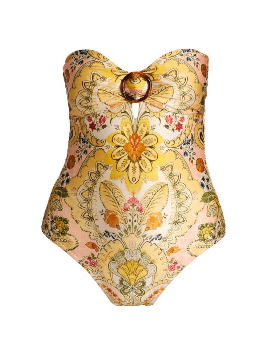 Laurel Scarf-Print Strapless One-Piece Swimsuit | Saks Fifth Avenue