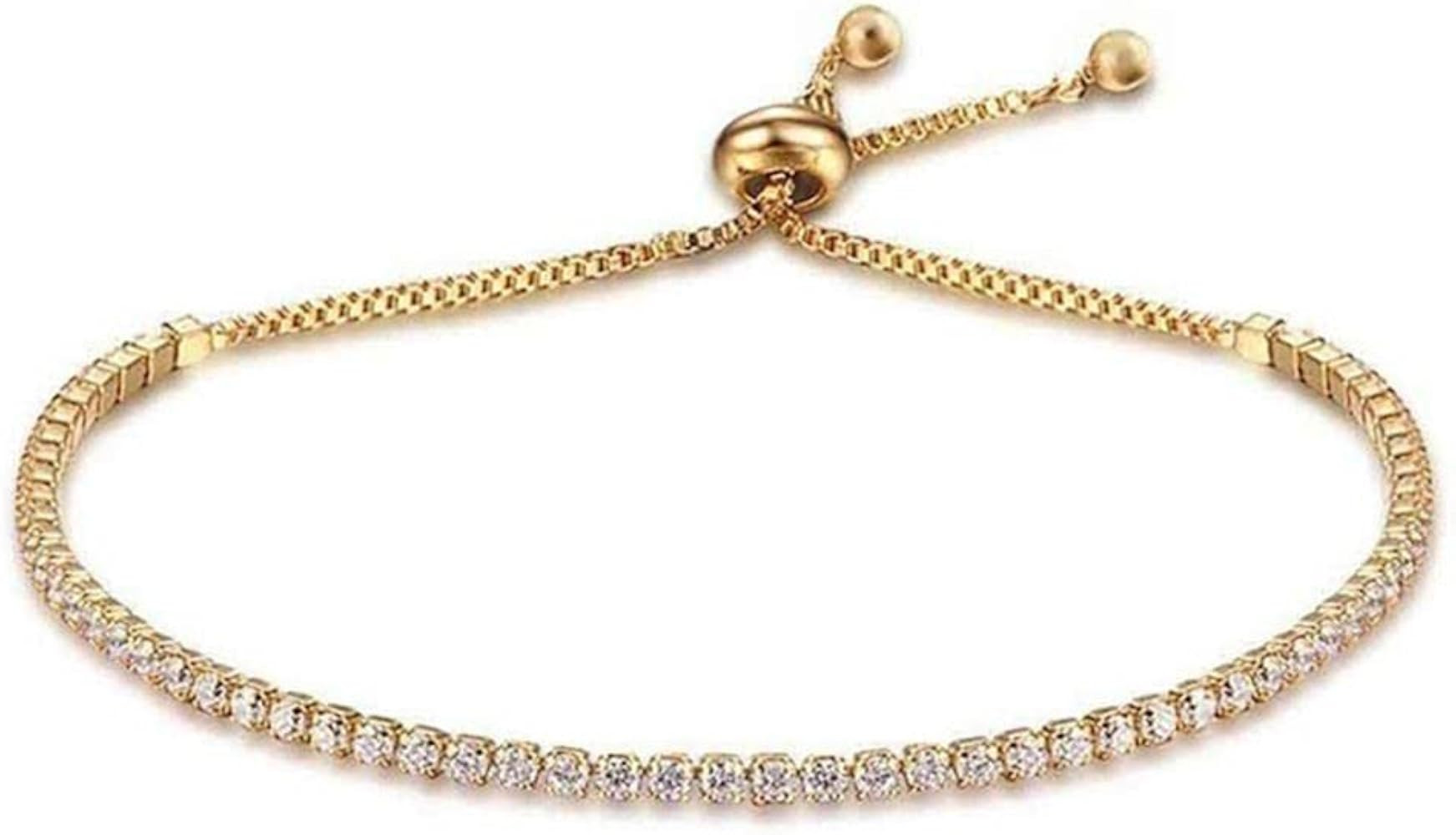 Soyzvteo Adjustable Tennis Bracelet Cubic Zirconia Classic Tennis Bracelet Iced Out Tennis Slidin... | Amazon (US)