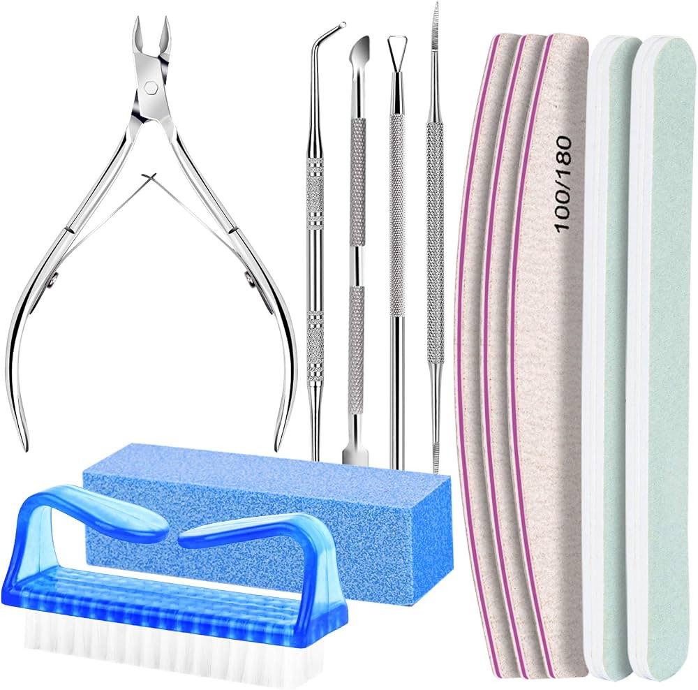 FANDAMEI Manicure Set Nail Tools, Nail Files 100/180, Nail Buffer Block, Cuticle Nippers, Cuticle... | Amazon (US)