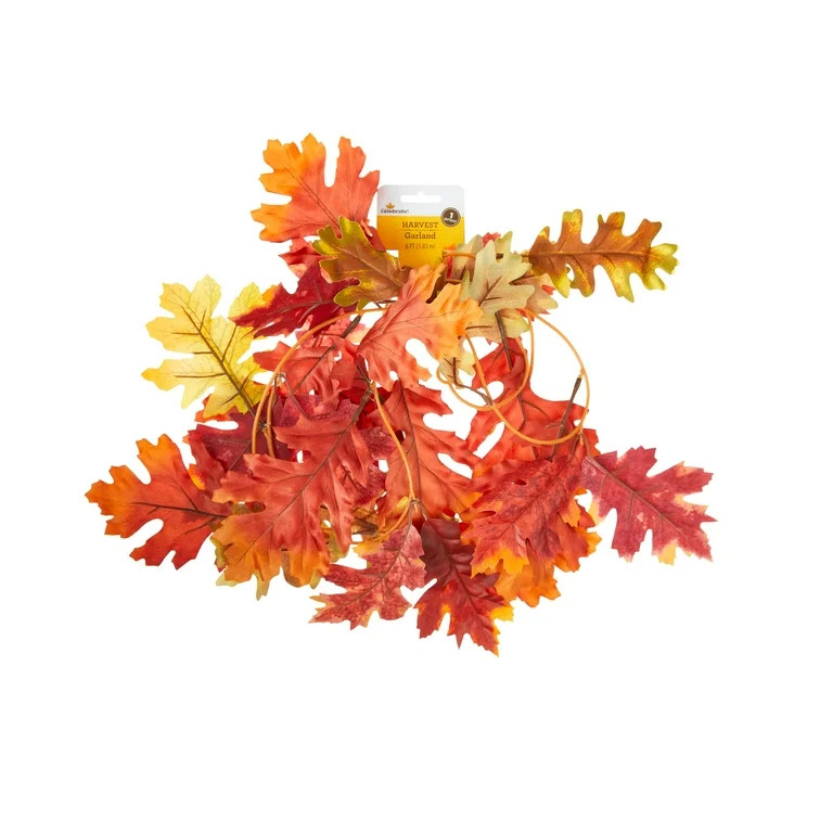 Harvest Colorful Autumn Leaves Polyester Garland, 6', by Way To Celebrate | Walmart (US)