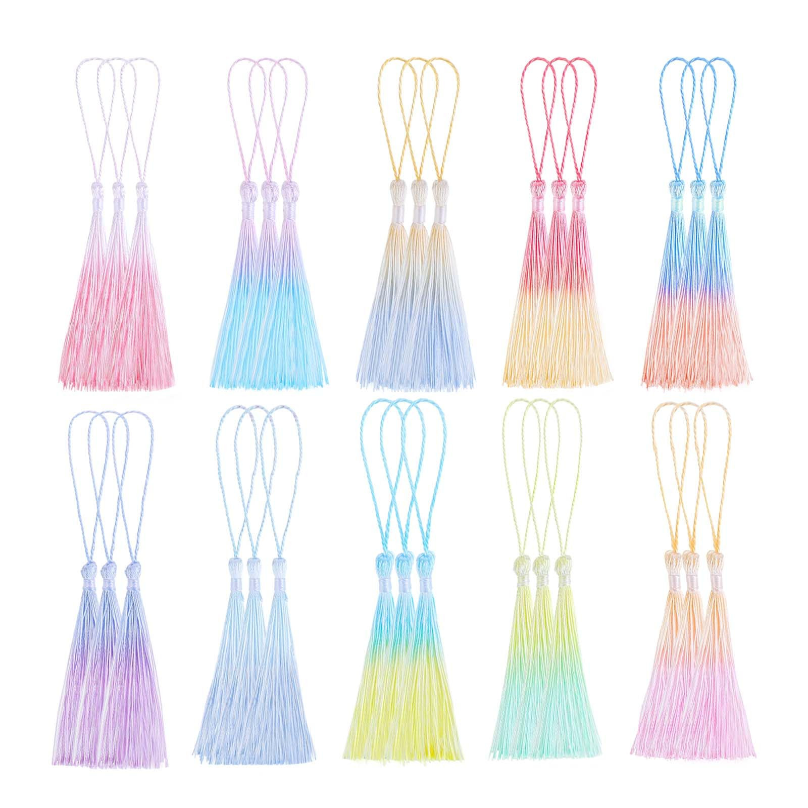 30PCS Mini Tassels for Crafts Bookmark Tassels for Crafts 10 Colors Silky Soft Tassels with Cord ... | Amazon (US)