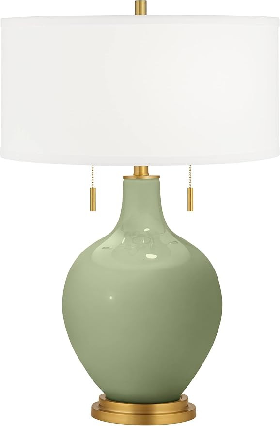 Toby Brass 28" Tall Table Lamp Gold Majolica Green Glass Pull Chain Modern | Amazon (US)