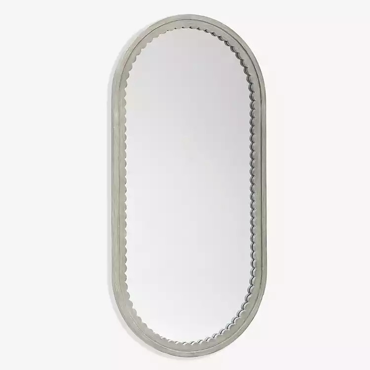 Oval Gray Emerson Scalloped Wall Mirror | Kirklands Home | Kirklands