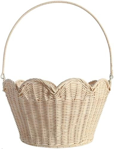 Handwoven Natural Rattan Storage Basket, Round Sturdy Design Wicker Baskets with Handles, Multipu... | Amazon (US)