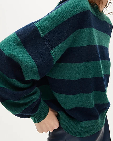 Cashmere blouson-sleeve sweater in stripe | J. Crew US