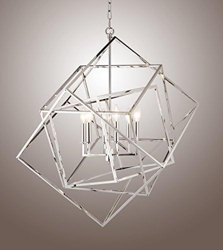 Caged Cubist Pendant Metron Chandelier 6 Light Multifaceted Frame Interlock (Polished Nickel) | Amazon (US)