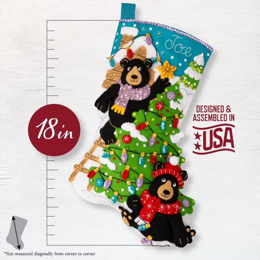 Bucilla Felt Applique 18" Stocking Making Kit, Holiday Black Bears, Perfect for DIY Arts and Craf... | Amazon (US)