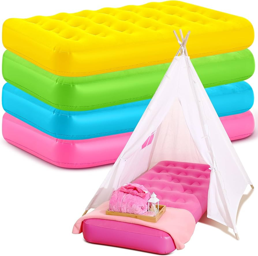 Leyndo 4 Pack Kids Air Mattress Bulk Toddler Inflatable Bed Blow up Camping Sleeping Pad 61.81 x ... | Amazon (US)