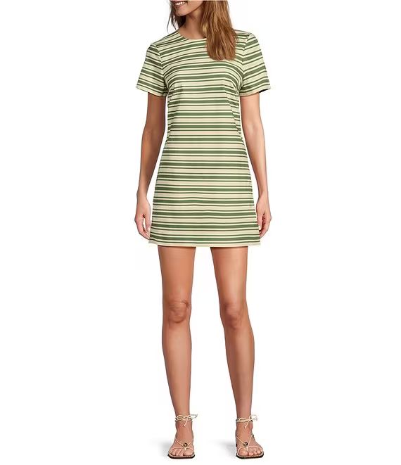 x The Style Bungalow Palm Short Sleeve Striped Mini Dress | Dillard's