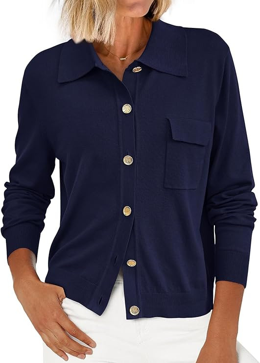 PRETTYGARDEN Women's 2025 Fall Long Sleeve Knitted Button Down Shirts Lightweight Cardigan for Wo... | Amazon (US)