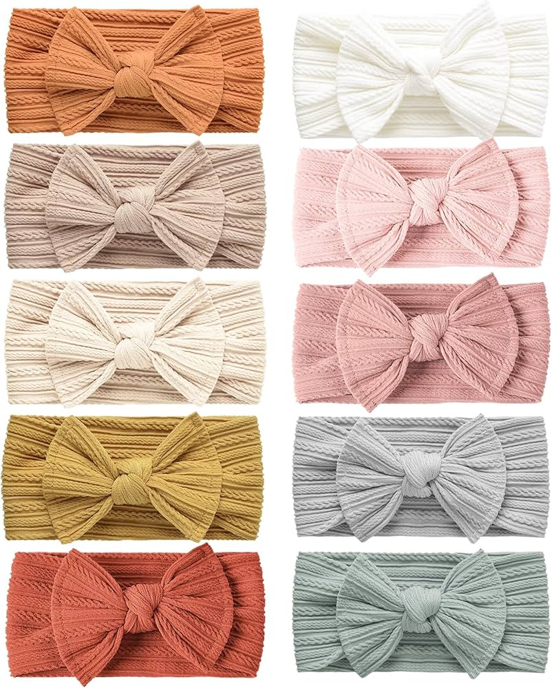 Niceye Pack of 10, Baby Girls Headbands with Bows Handmade Hair Accessories Stretchy Hairbands fo... | Amazon (US)