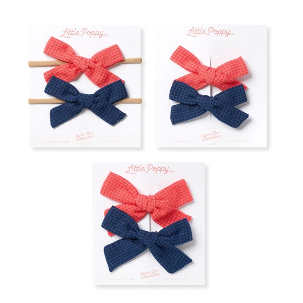 Blueberry + Scarlet Seersucker Poppy Set | Little Poppy Co
