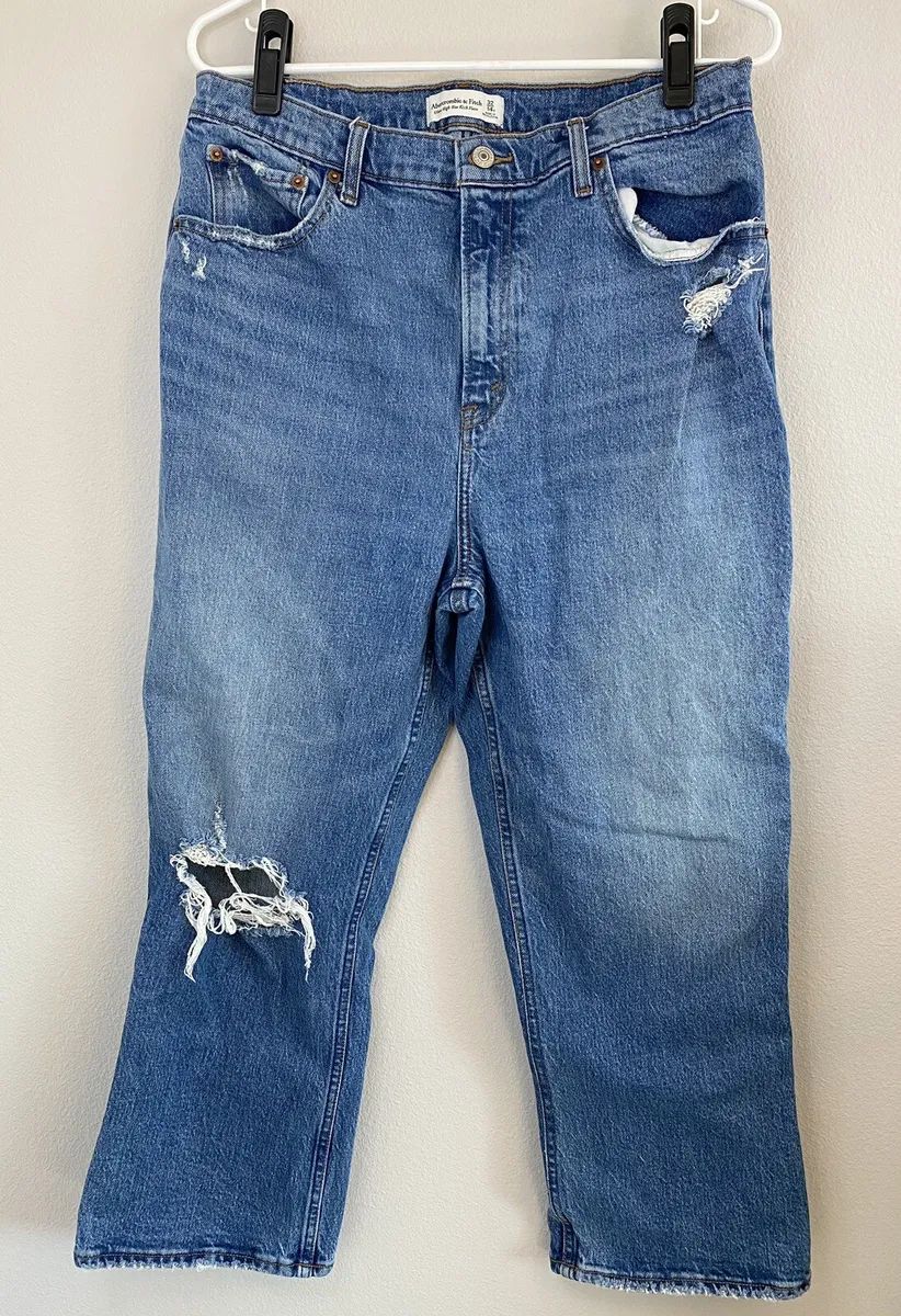 Abercrombie & Fitch Womens Sz 32/14R Ultra High Rise Kick Flare Jeans Distressed  | eBay | eBay US