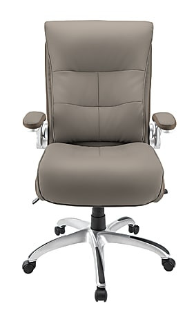 Realspace® Ampresso Big & Tall Bonded Leather High-Back Chair, Taupe/Silver, BIFMA Compliant | Office Depot and OfficeMax 