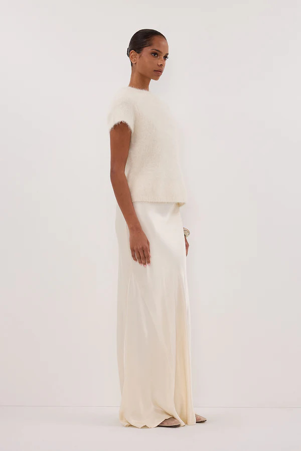 SALMA IVORY CAP SLEEVE KNIT TOP | DISSH