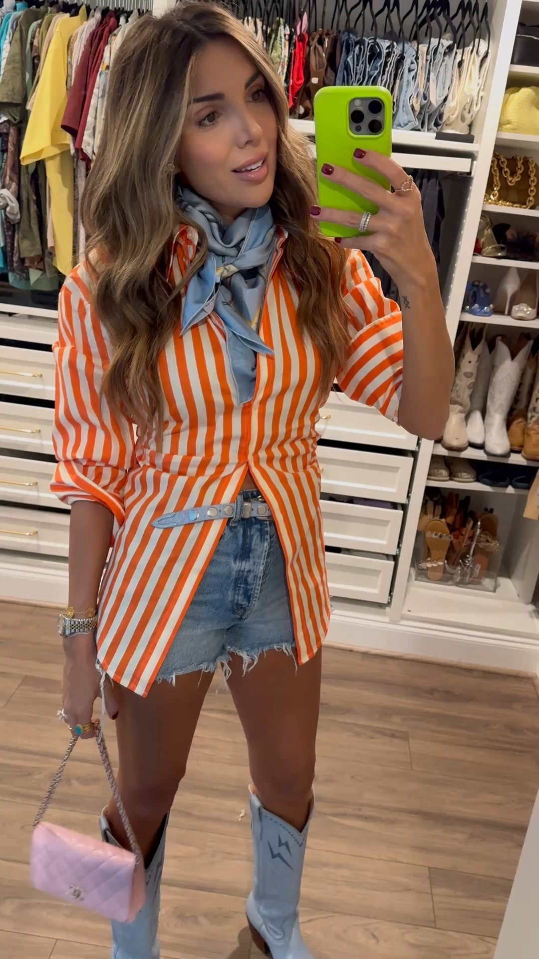 round top ootd!!! lovingggg these colors! scarf is @sisterthebrand 

small shirt
26 short

#LTKStyleTip #LTKFindsUnder100