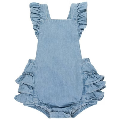 RuffleButts Baby/Toddler Girls Long Sleeve Tulle Skirted Romper - Dark Navy, Newborn | Target