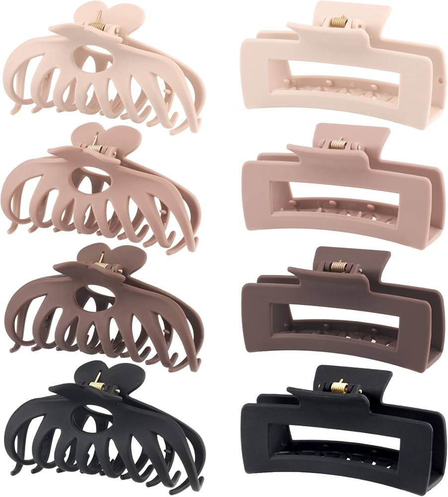 8 Pack 4.3 Inch Large Hair Clips, Neutral Color Hair Claw Clips for Women Thin Thick Curly Hair, ... | Amazon (US)