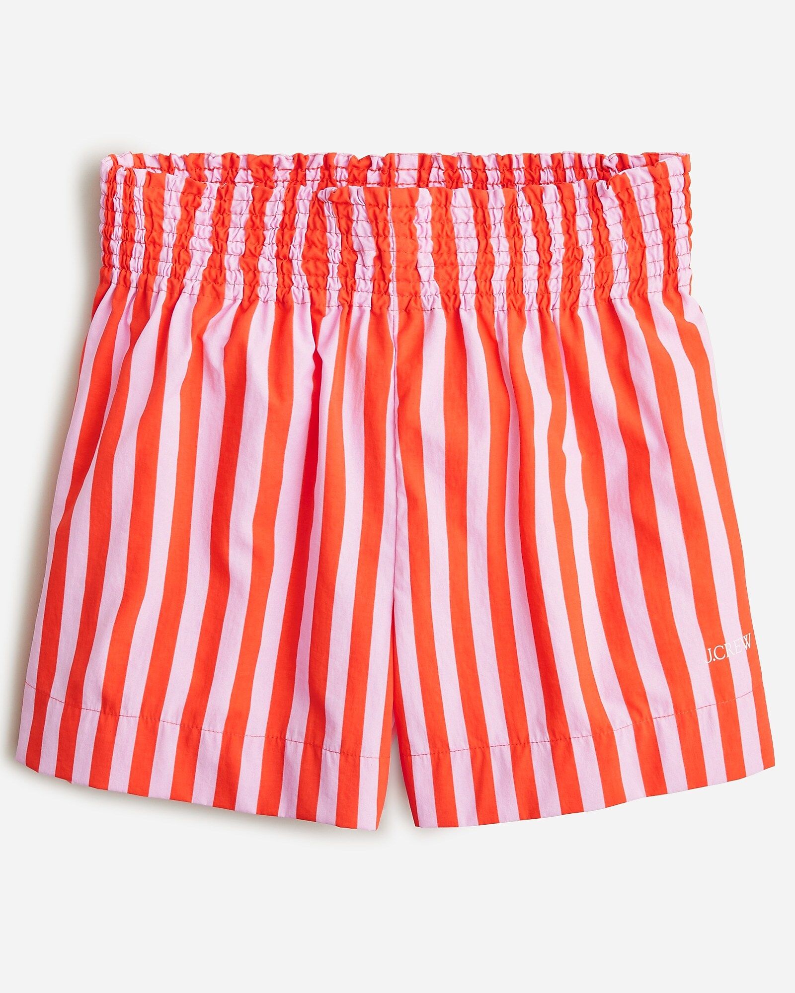 Smocked beach short in pink stripe | J.Crew US