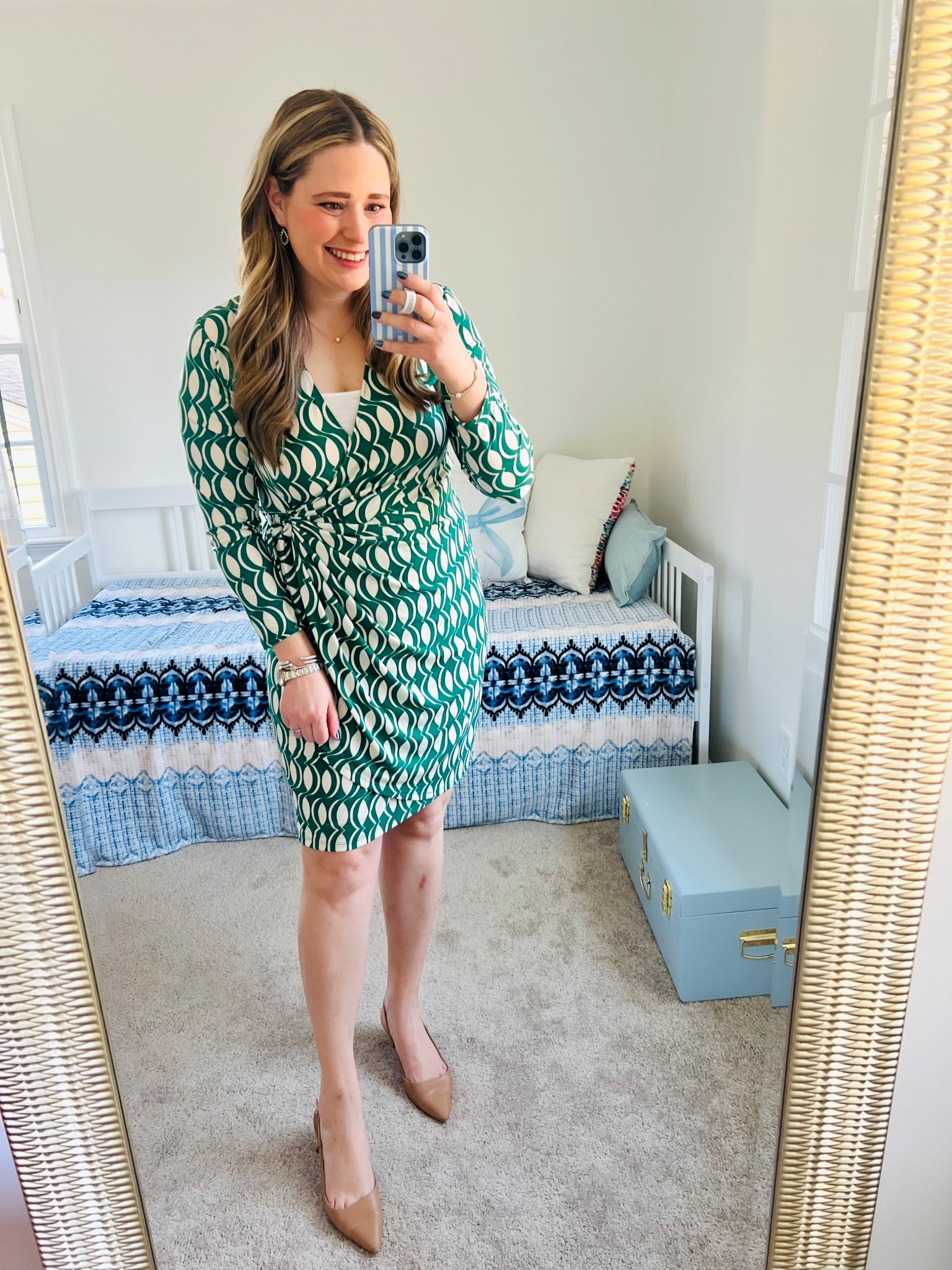 Spring work outfit || green and white dress 

#LTKootd #LTKWorkwear