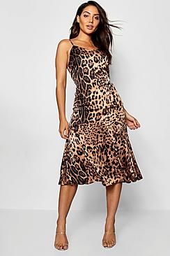 Frill Hem Leopard Print Midaxi Dress | Boohoo.com (US & CA)