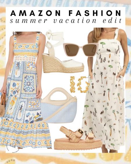 Summer vacation edit with Amazon Fashion! I love these tropical style maxi dresses paired with sandals or a neutral espadrille. 🏝️🏖️ Everything is under $65! 

Maxi dresses, women’s fashion, women’s dress, dad sandals, raffia slides, espadrilles, platform espadrille, women’s purse, handbag, mini tote, platform sandals, flatform, designer look for less, gold hoop earrings, sunglasses, leaf earrings, pastel accessories, affordable fashion, budget friendly fashion finds, Amazon favorites, Amazon finds #amazon #amazonfashion

#LTKStyleTip #LTKFindsUnder50 #LTKSeasonal