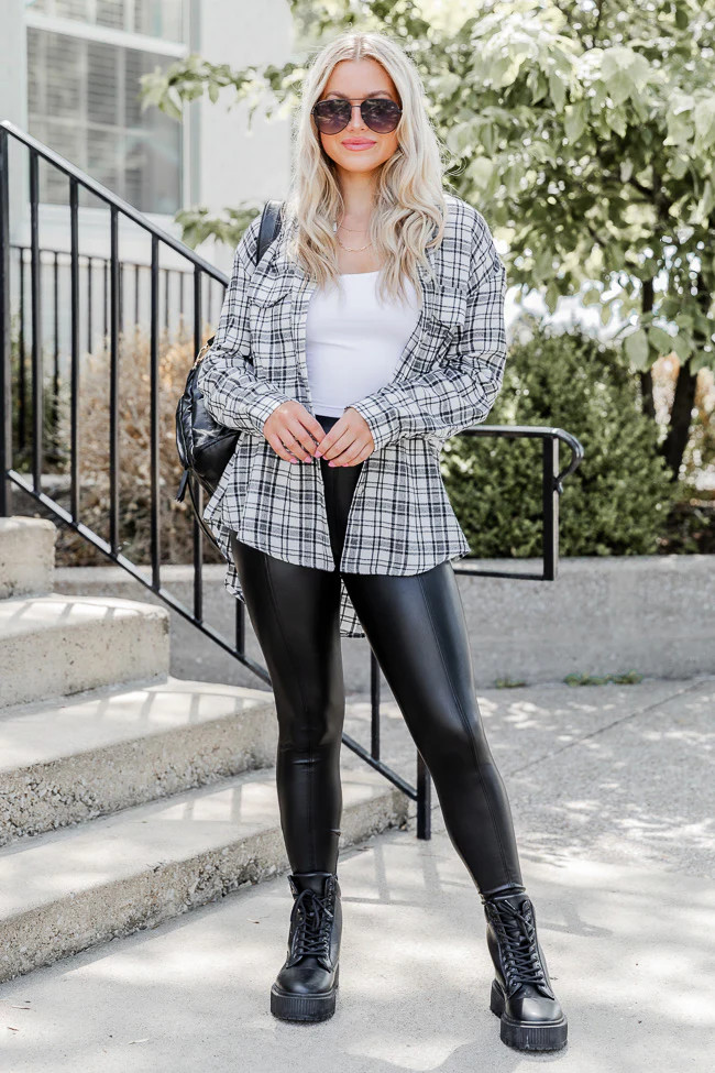 All I Ever Wanted Ivory Plaid Button Front Blouse | Pink Lily